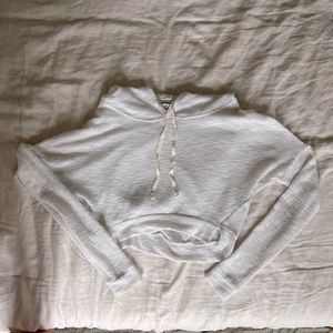 White Hollister cropped hooded pullover